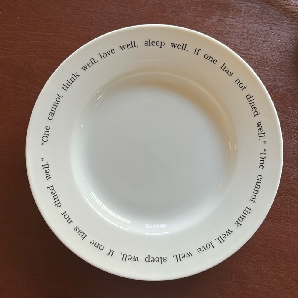 Pottery Barn Quote Plate White Virginia Wolf “One cannot think well…”